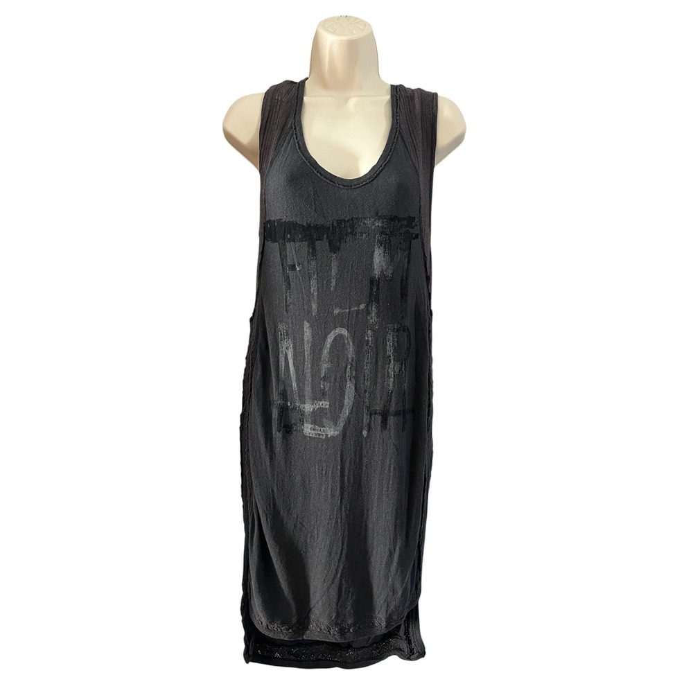 Free People We The Free Film Noir Graphic Tank Top Dress Black XS Tunic Ribbed